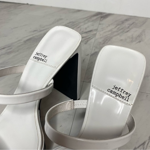 Jeffrey Campbell Hustler Square Toe White Heel Sandal 9 1/2 - Picture 12 of 14
